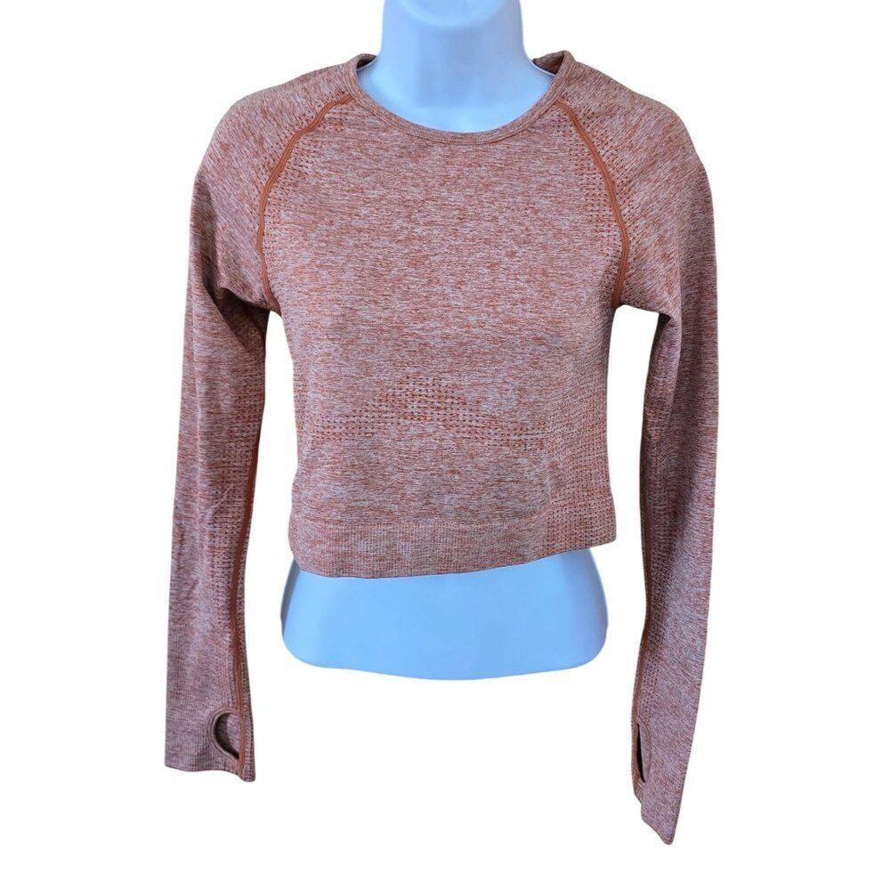Pink Active Womens Long Sleeve Crop Top M yoga gym workout relax